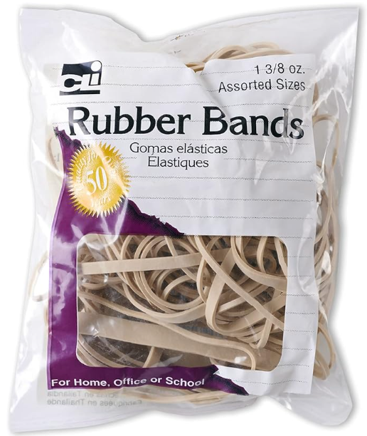Charles Leonard Rubber Bands, 3/8 Ounce Bags, Amber, Assorted Sizes (56381)